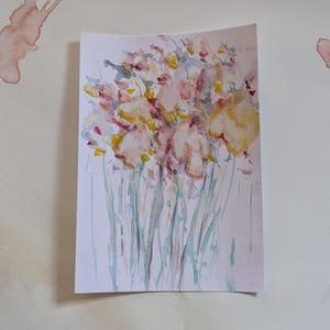 Origineel aquarelboeketschilderij: impressionistisch bloemstilleven, 6 x 8&quot;