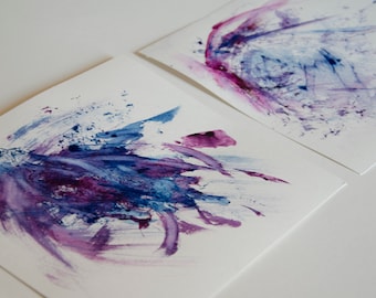 Amplifying, Silencing Dynamic abstract gestural watercolor set, 8.5"x9" each piece, three pieces