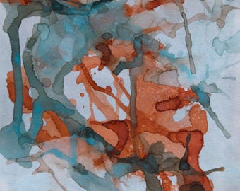 Original abstract watercolor painting in bright colors (25x30cm, 10"x12")