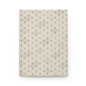 Cuaderno minimalista de tapa dura Asanoha, cuaderno japonés geométrico Washi, cuaderno con líneas neutras, papelería japonesa moderna.