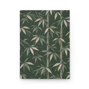Minimal Bamboo Leaves Hardcover Notebook, 150 Lined Pages