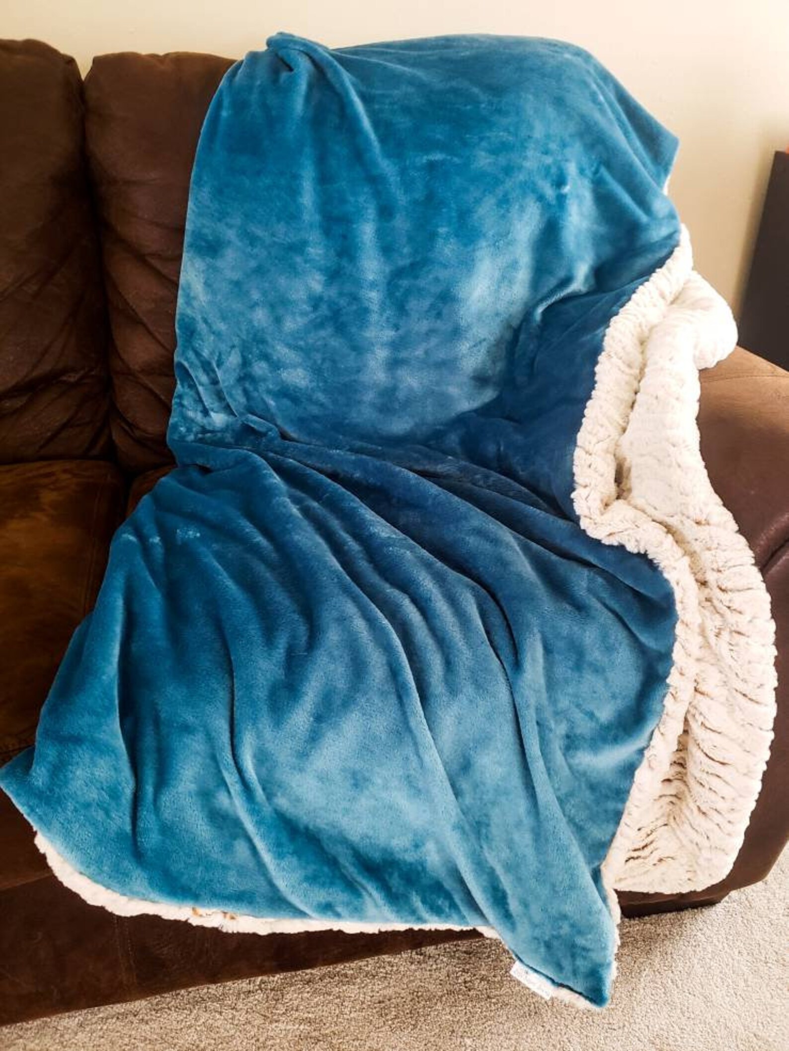 Dark Teal Adult Size Minky Blanket Solid Color Adult Blanket Etsy