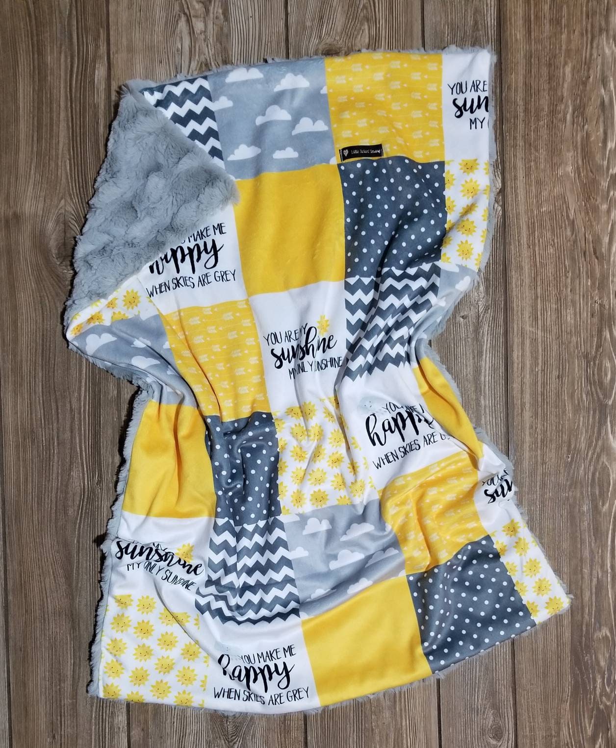 Lovey or Blanket Yellow Gray You Are My Sunshine Minky Etsy