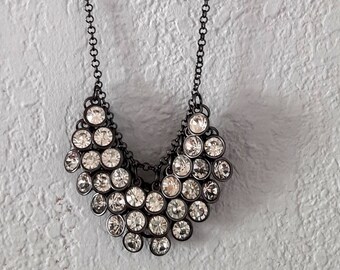 NEW LAGENLOOK NECKLACE SILVER BEADS SILVER TONE 3 STRANDED LONG LENGTH SHINY