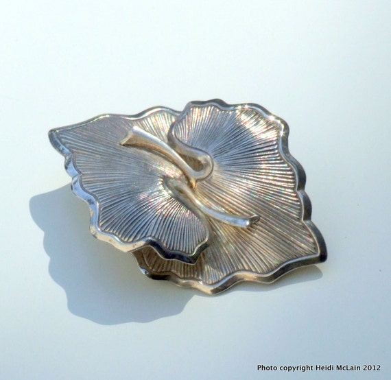 REDUCED Sterling Silver Stylized Leaf Brooch - image 1