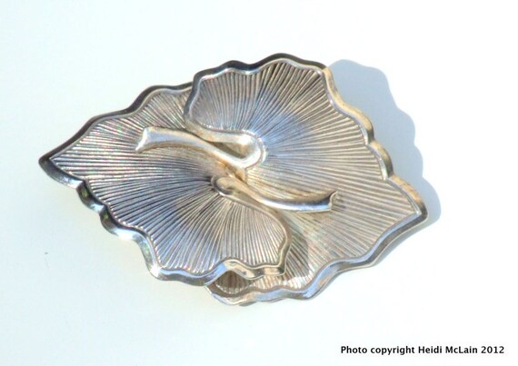 REDUCED Sterling Silver Stylized Leaf Brooch - image 2