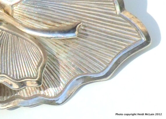 REDUCED Sterling Silver Stylized Leaf Brooch - image 5