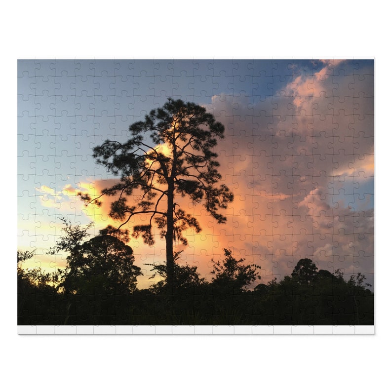 Sunrise Behind Pine with Clouds 252 Piece Puzzle image 2