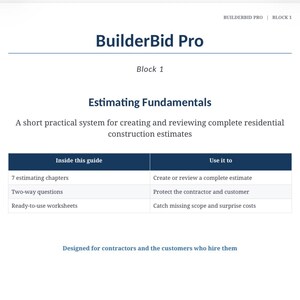 Contractor Estimating Guide, Worksheets, Checklists for All Trades (PDF)