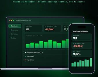 ポジションサイズとリスク計算ツール（ExcelおよびGoogleスプレッドシート、スペイン語版）｜ストップロス、手数料、目標 1R 2R 3R