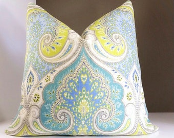 Latika Decorative Pillow Paisley pattern -  Available with fabric both sides or solid back - Select your pillow size