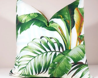 Tommy Bahama tropical coastal palm leaf print cushion pillow cover - Matching print on reverse-All sizes available