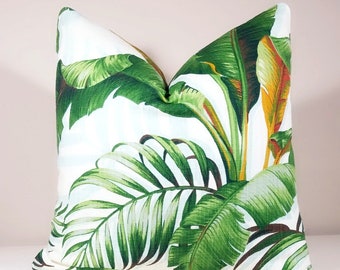 Palm Frond Tropical Decorative Pillow -Tommy Bahama tropical coastal palm leaf print cushion pillow cover - All sizes available