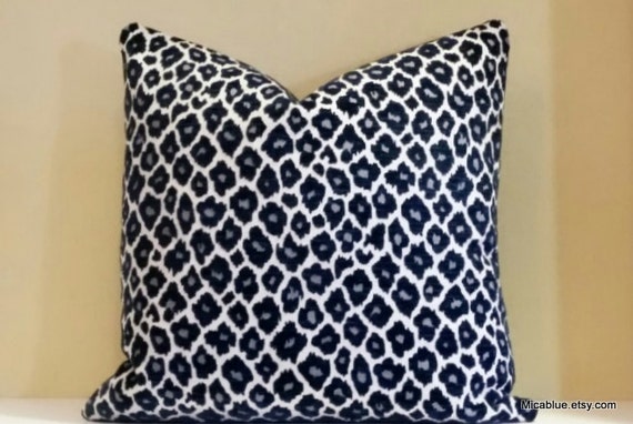 Accent Pillow Navy Blue Leopard Print Pillow Cover Etsy