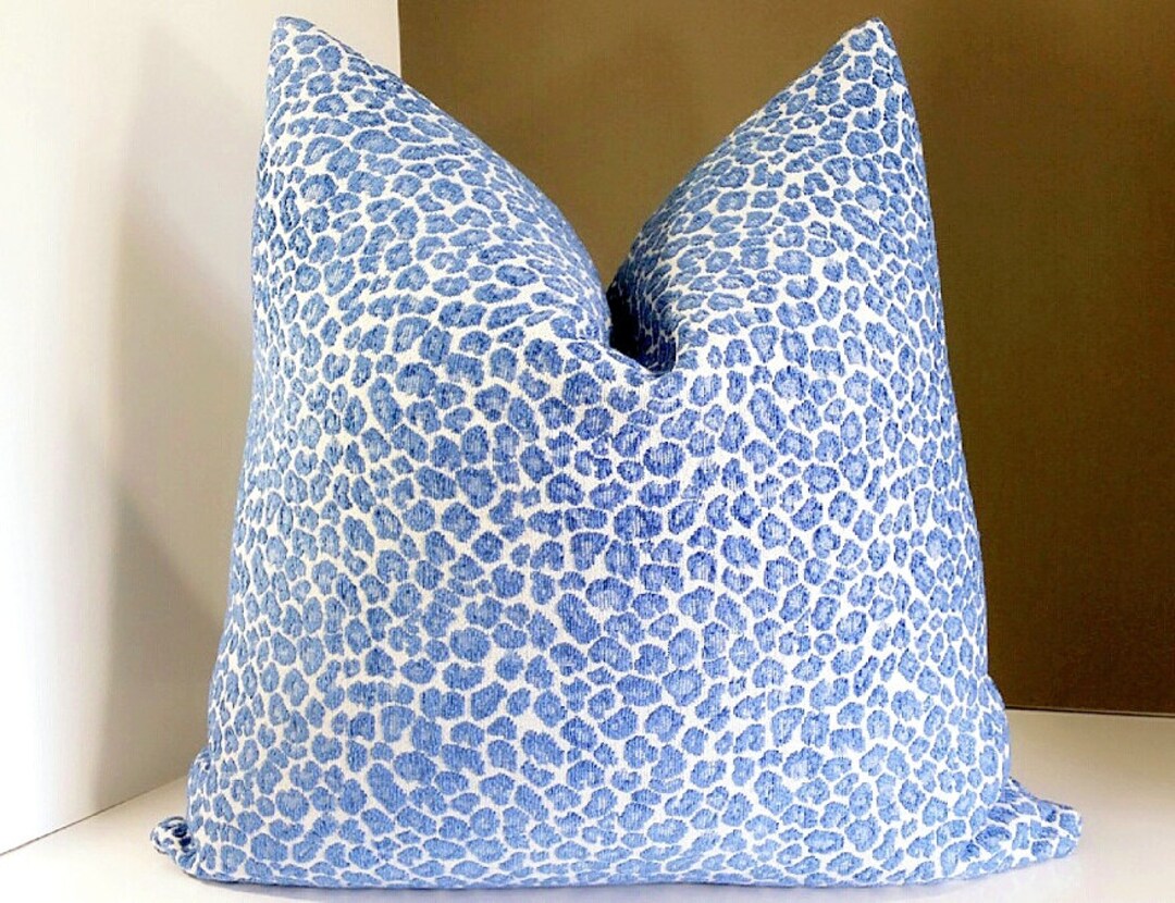 Blue Cheetah Print Pillow Cover Animal Print Pillow Cover Many Sizes