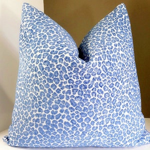 Blue cheetah print pillow cover - Animal print pillow cover - Many sizes available - Cheetah fabric both sides