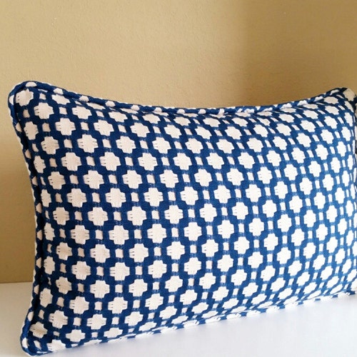 Schumacher Betwixt Pillow Cover Schumacher Indigo Blue Etsy