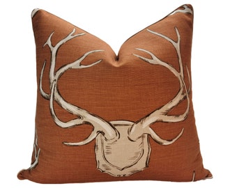 Rust Christmas pillow cover antler design