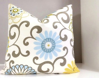 Waverly Pom Pom Spa - Designer Pillow cover - floral print pillow cover -