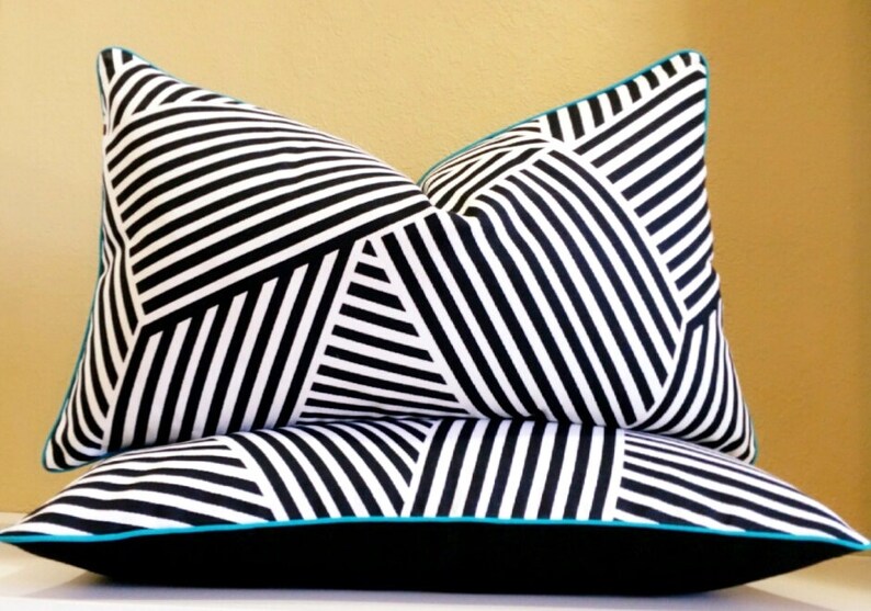 Black and White Lumbar Pillow Cover Set Other Sizes Etsy