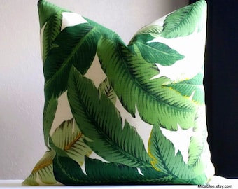 Tommy Bahama  pillow cover green palm , all sizes available. fabric both sides. beach house decor OUTDOOR