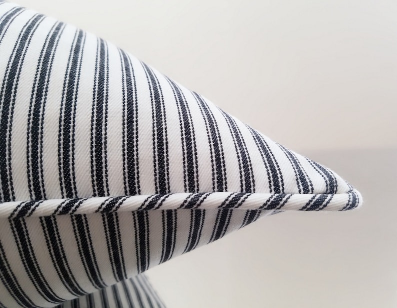 Black and White Ticking Stripe Throw Pillow Cover Classic Etsy
