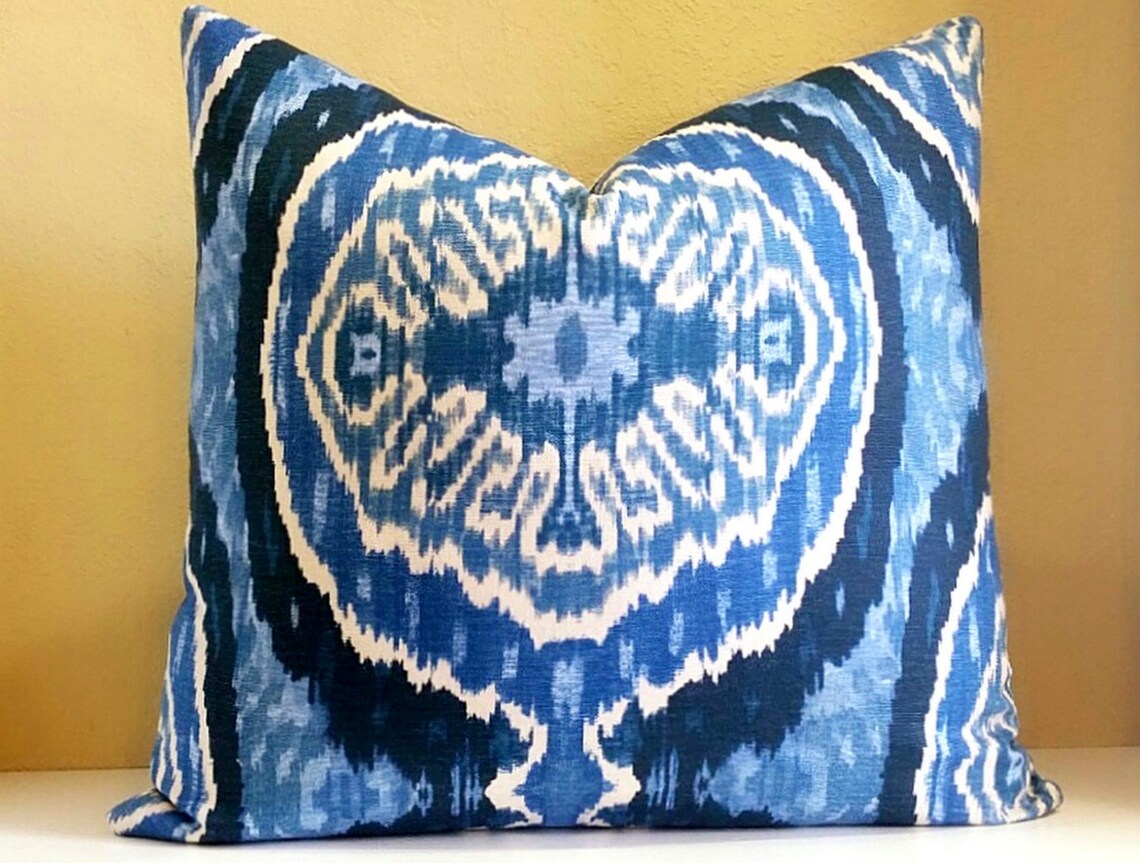 Ikat Pillow Cover Blue Denim Navy Ikat Pillow Cover Pick Etsy