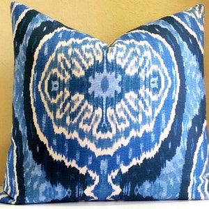 Ikat pillow cover Blue Denim Navy Ikat pillow cover Select your size image 1