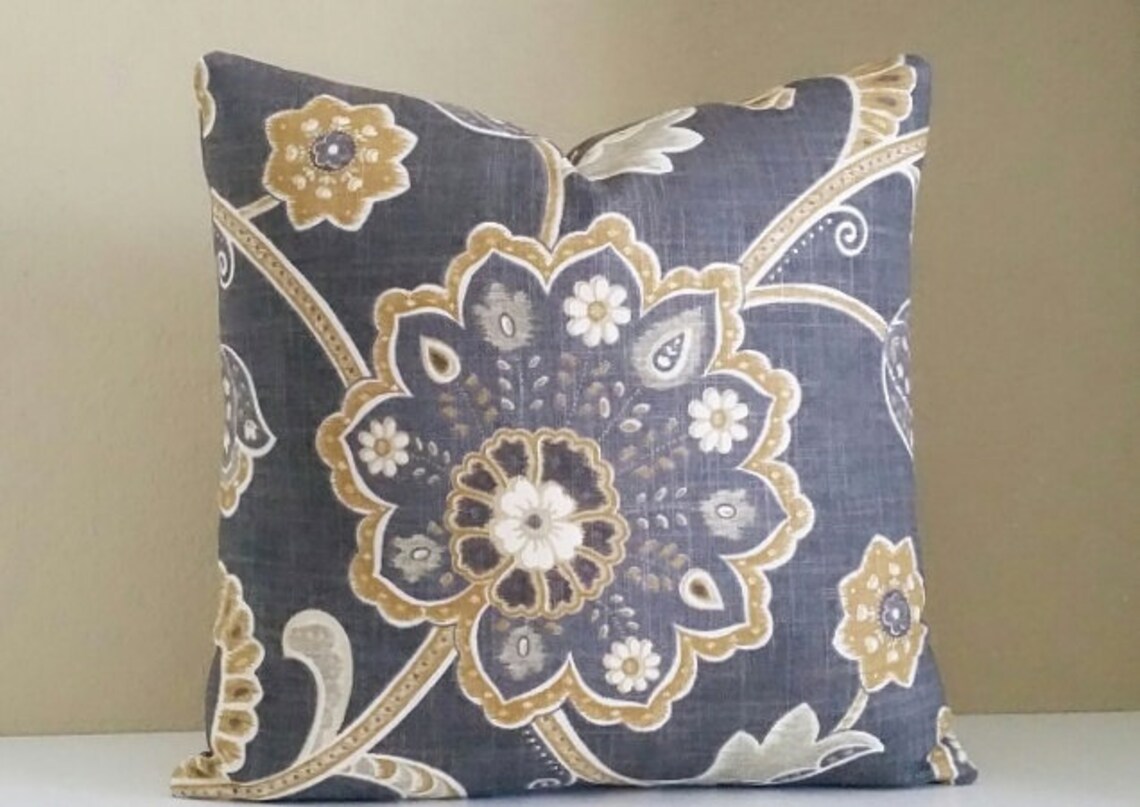 Gray Pillow Cover Charcoal Gray Floral Pillow Pick Your Etsy