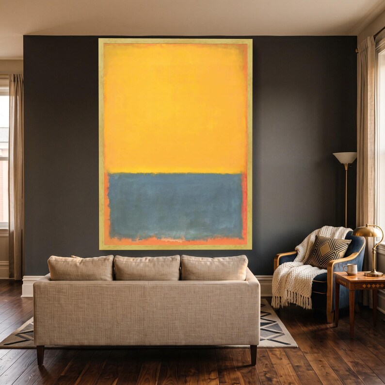 Mark Rothko Paint Mark Rothko Inspired Abstract Canvas Wall Art, Yellow Blue Color Field ...