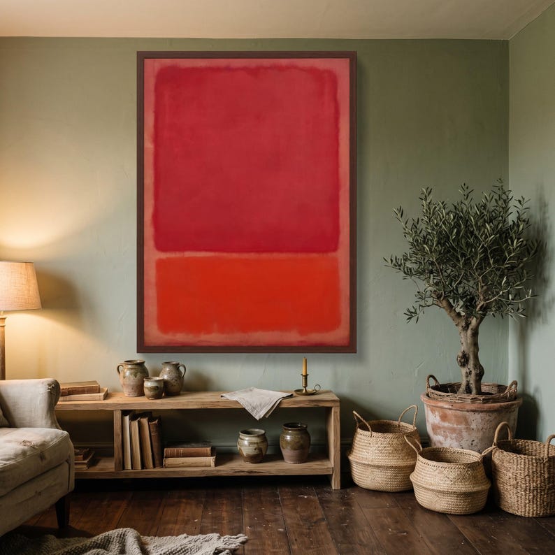 Mark Rothko Inspired Red Orange Abstract Canvas, Color Field Painting ...