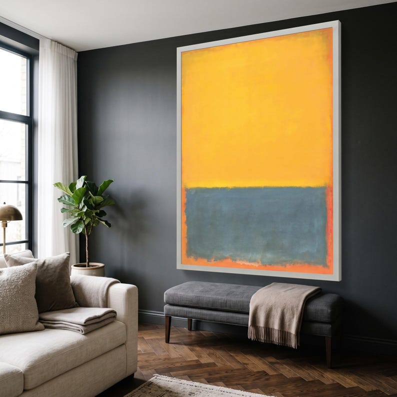 Mark Rothko Paint Mark Rothko Inspired Abstract Canvas Wall Art, Yellow Blue Color Field ...