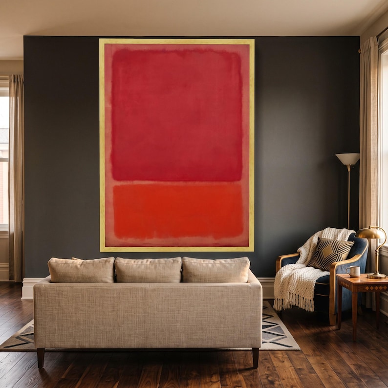 Mark Rothko Inspired Red Orange Abstract Canvas, Color Field Painting ...