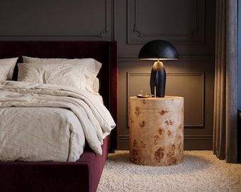 Mesa de madera envejecida, hecha a mano, mesita de noche, 50 años de experiencia.