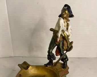 Vintage bronze pirate ashtray , vintage pirate