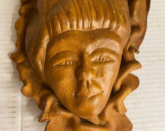 Vintage leather mask hand made wall art oddity