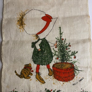 Vintage holly hobbie Christmas fabric wall hanging