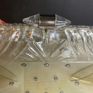 Vintage rhinestone lucite plastic designer clutch bag purse 1950s evening bag DETAILS