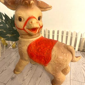 Vintage rubber toy donkey squeaky toy the sun rubber company 1961 10.5 “