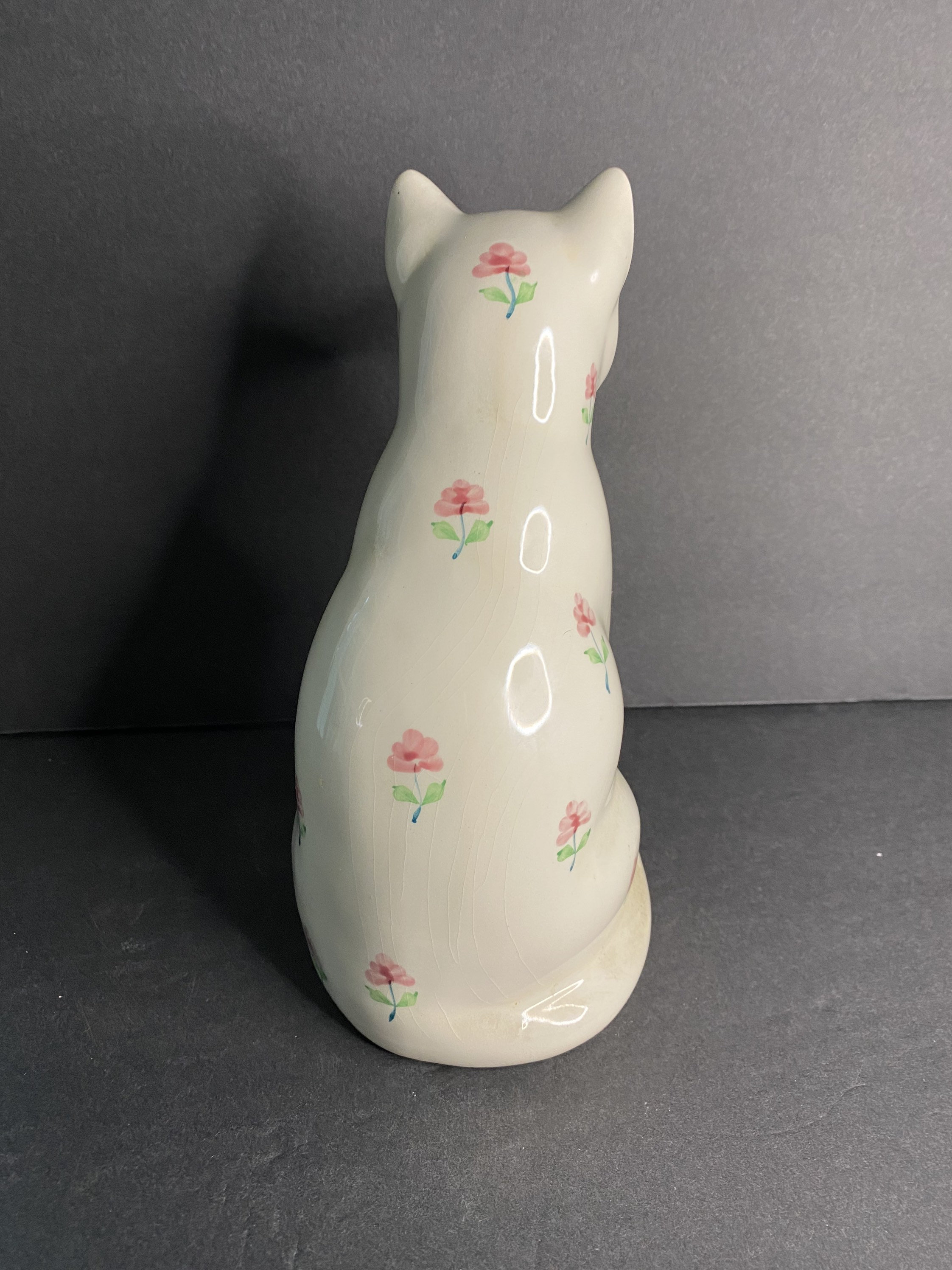Ceramic cat with flowers Creamic white cat with pink and Etsy