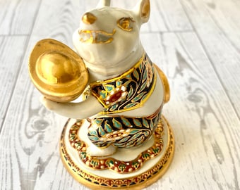 Vintage porcelain Mishika mouse enamel gold plated? cloisonné