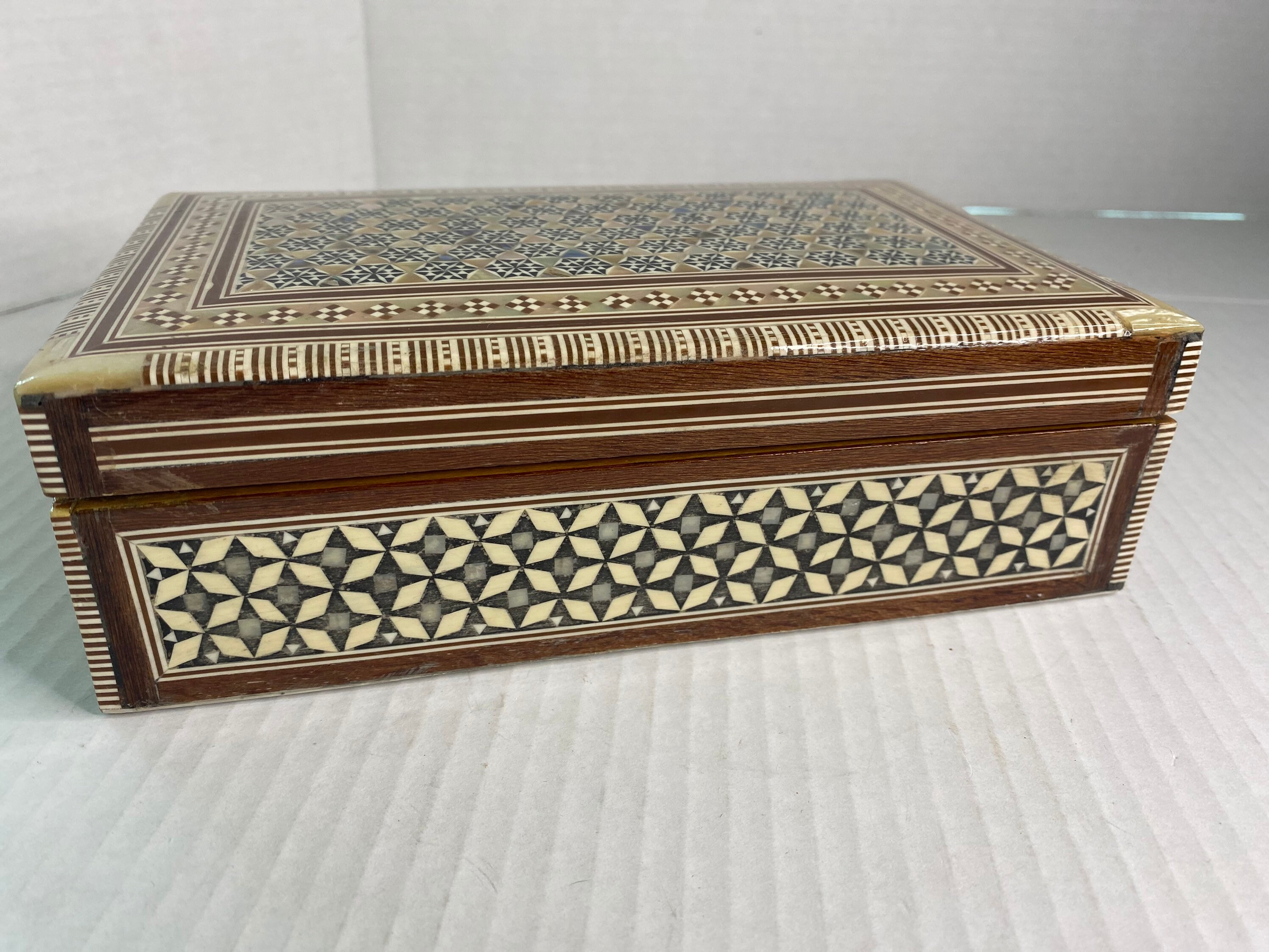 Egyptian inlay vintage jewelry box/trinket box/mother of pearl Etsy