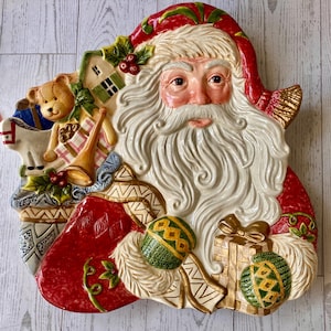 Fitz and Floyd Santa canapé plate serving platter holiday entertaining