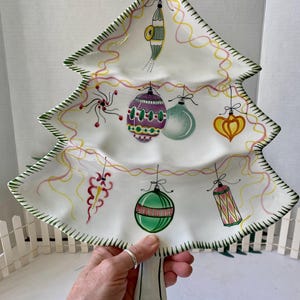 Christmas tree platter made in Italy modernist contemporary hand painted