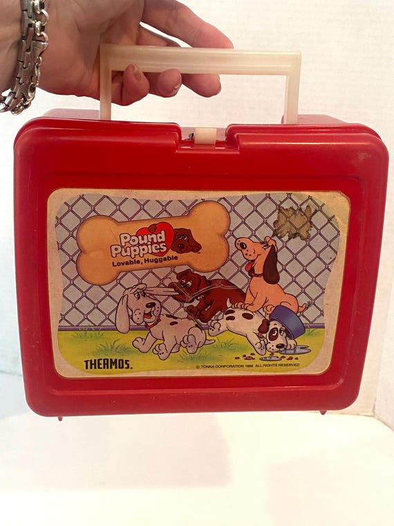Vintage lunchbox pound puppies 1986 by thermos plastic no bottle Tonka corp