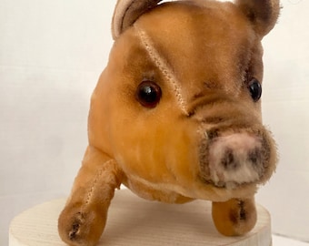 Vintage Kamar pig plush Japan plush stuffed mohair toy 1960s animal