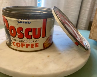 Lata de café vintage Boscul, lata de café con tapa, decoración retro de cocina de los años 50