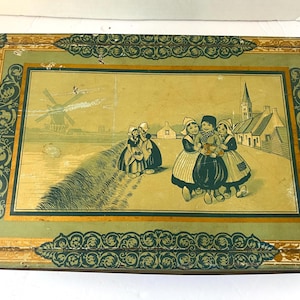 Vintage antike Scharnierdose Hijos De G. Bertran Barcelona 1920er Jahre, Bisquitdose schwer zu finden