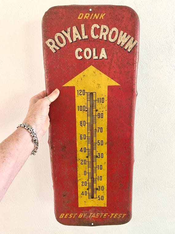 Vintage Advertising Sign Thermometer Royal Crown Cola 25 1/2