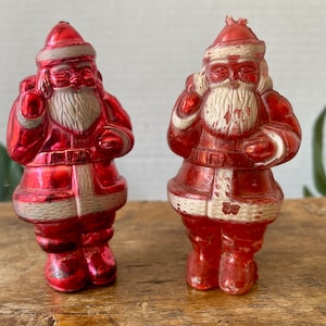 Santa vintage Christmas ornaments set 1950s hard plastic pair
